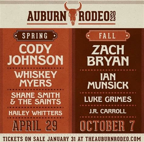 Auburn rodeo tickets - Kids 3 & Under Are Free. Tickets at the box office are: $45.00 Covered Seating (4 Years & Over) $40.00 General Admission (4 Years & Over) Kids 3 & Under Are Free. Refund Policy: NO refunds. Rodeo goes on rain or shine. If the rodeo is canceled for COVID-19 or any other government mandated order we will transfer all tickets to the following year.